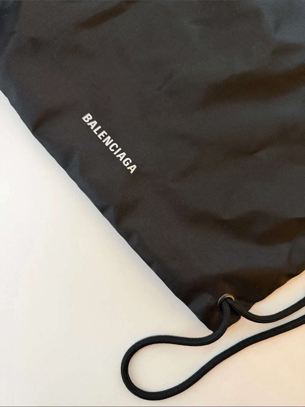 Balenciaga Black Drawstring Backpack with Logo